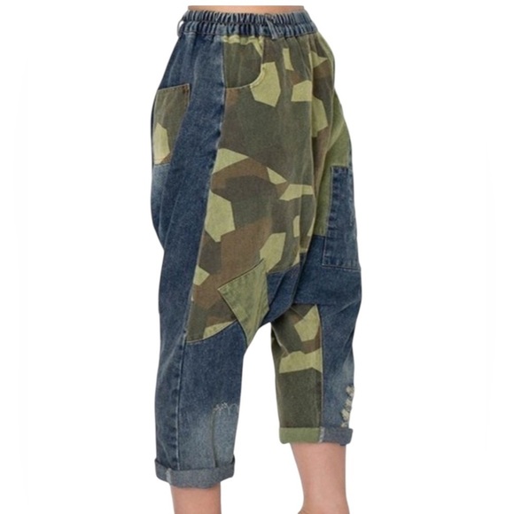 NICOLE LYNEL THE LABEL DROP IT LOW CAMO JEANS SIZE MEDIUM - Picture 1 of 9